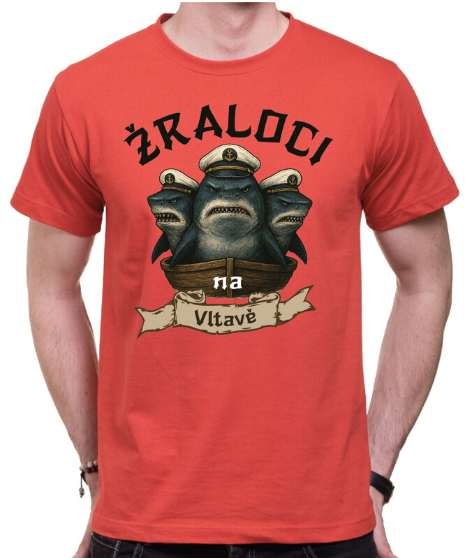 Vodácké tričko - Žraloci na (vlastní text)