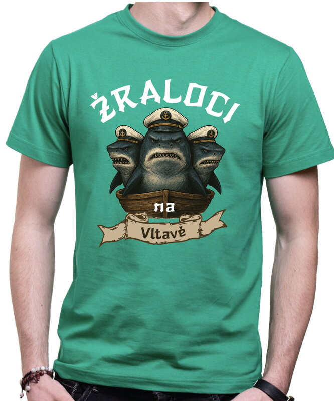 Vodácké tričko - Žraloci na (vlastní text)