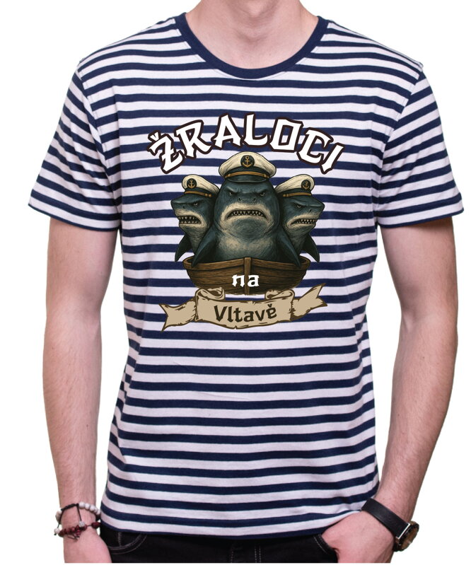 Vodácké tričko - Žraloci na (vlastní text)