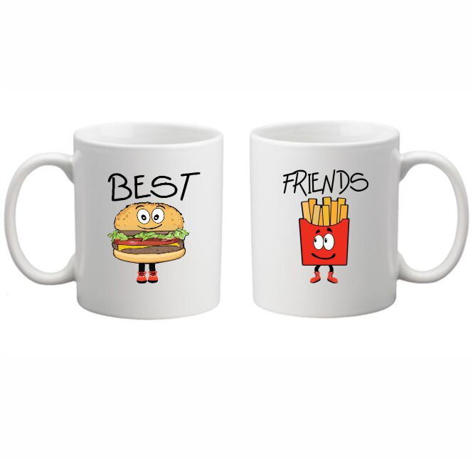 Sada: 2 hrnky - BEST FRIENDS - FAST FOOD