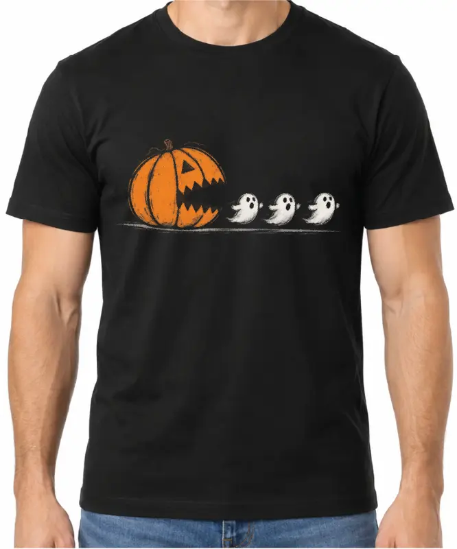 Tričko - Packman dýně a duchové (Halloween)