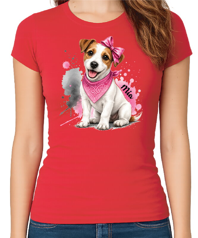 Tričko pro pejskařky - Růžový Jack Russell Teriér