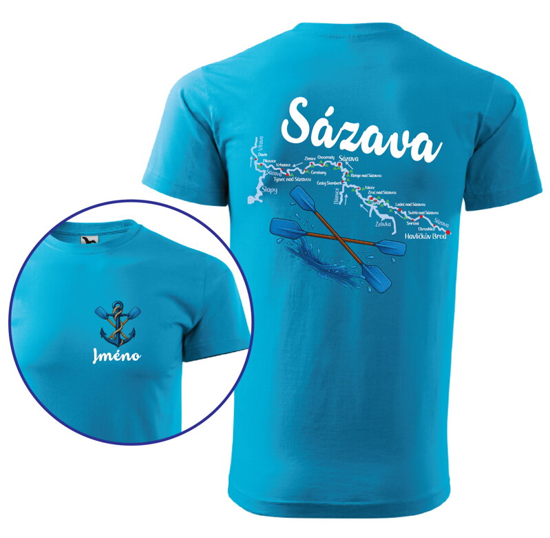 Vodácke tričko - Splavy řek - Sázava Vodácke tričko - Splavy řek - Sázava