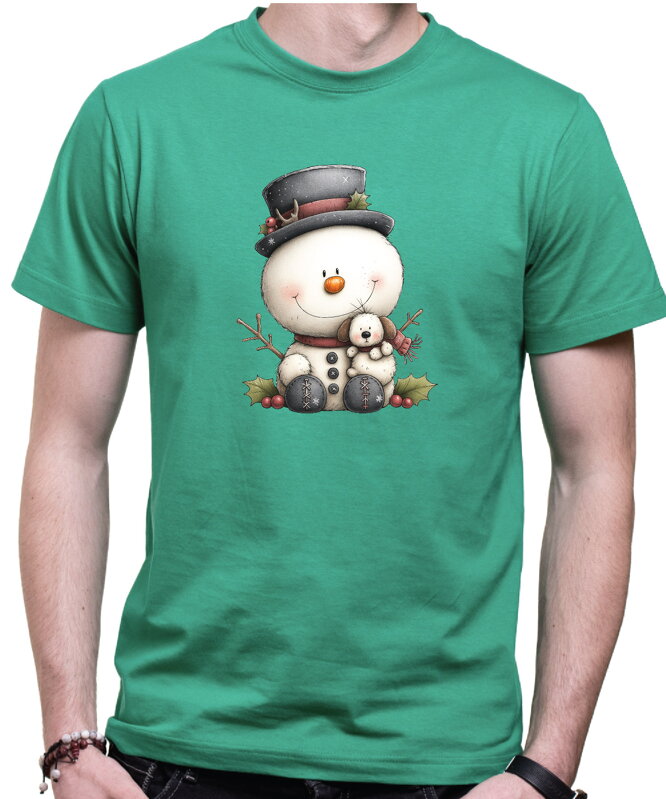 Vánoční tričko - Sněhulák s kloboukem