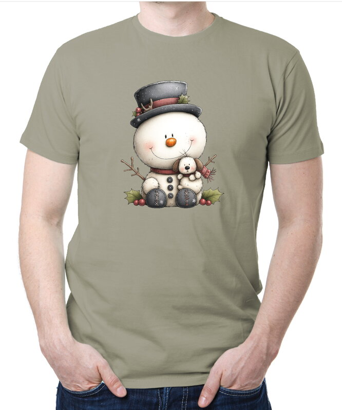 Vánoční tričko - Sněhulák s kloboukem