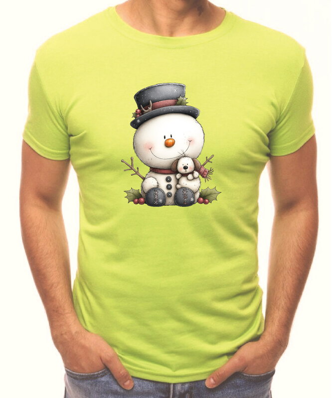 Vánoční tričko - Sněhulák s kloboukem