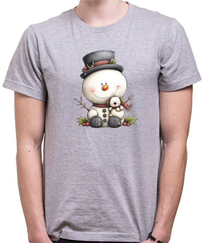 Vánoční tričko - Sněhulák s kloboukem