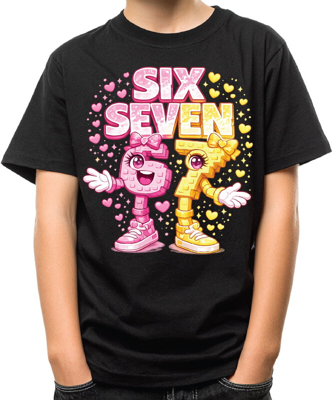 Tričko - Růžové Steal a Brainrot – Six Seven 67