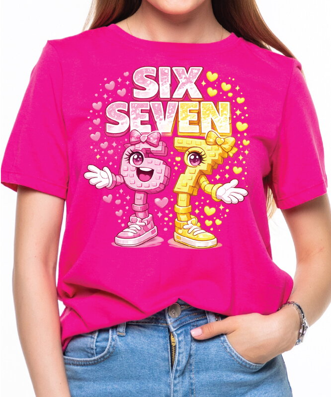 Tričko - Růžové Steal a Brainrot – Six Seven 67