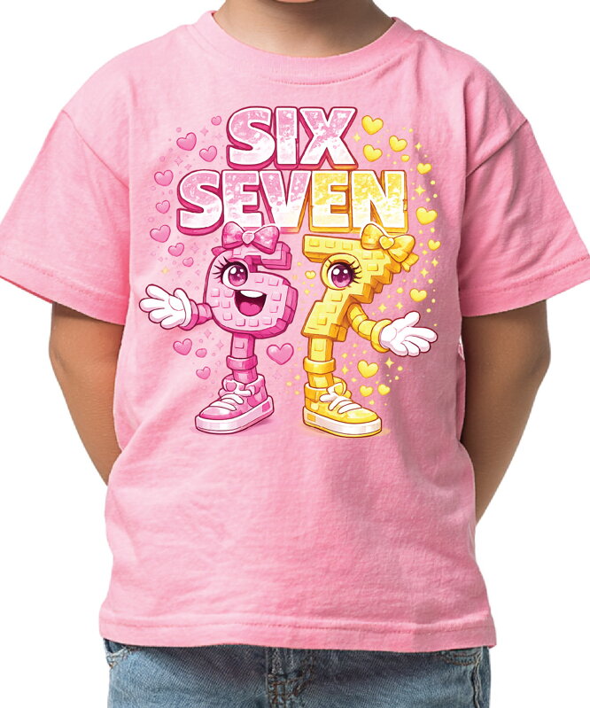 Tričko - Růžové Steal a Brainrot – Six Seven 67