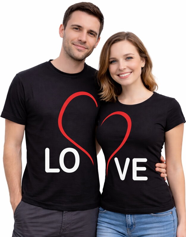 Partnerské trička LOVE (dámské + pánské tričko)  (cena za 2ks)
