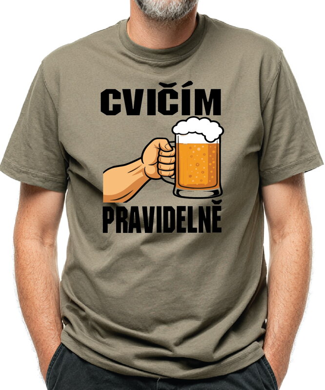 Tričko pro pivaře - Cvičím pravidelně