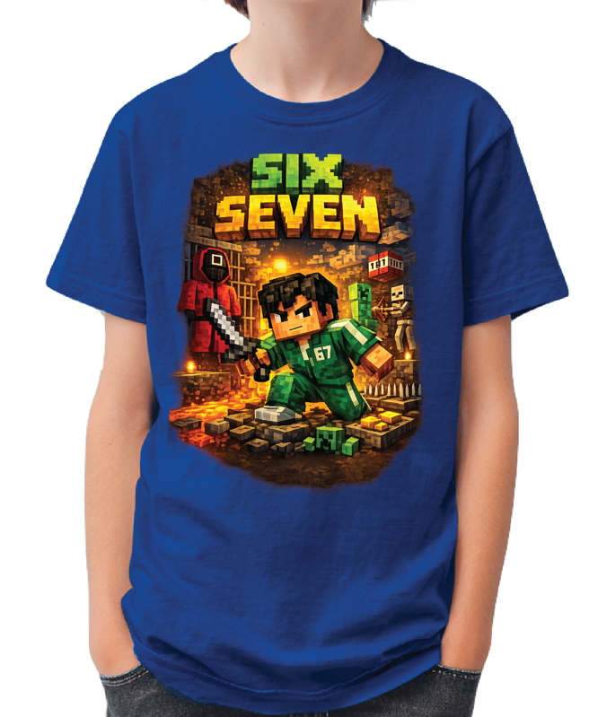 Tričko - 67 (six seven) Minecraft style 