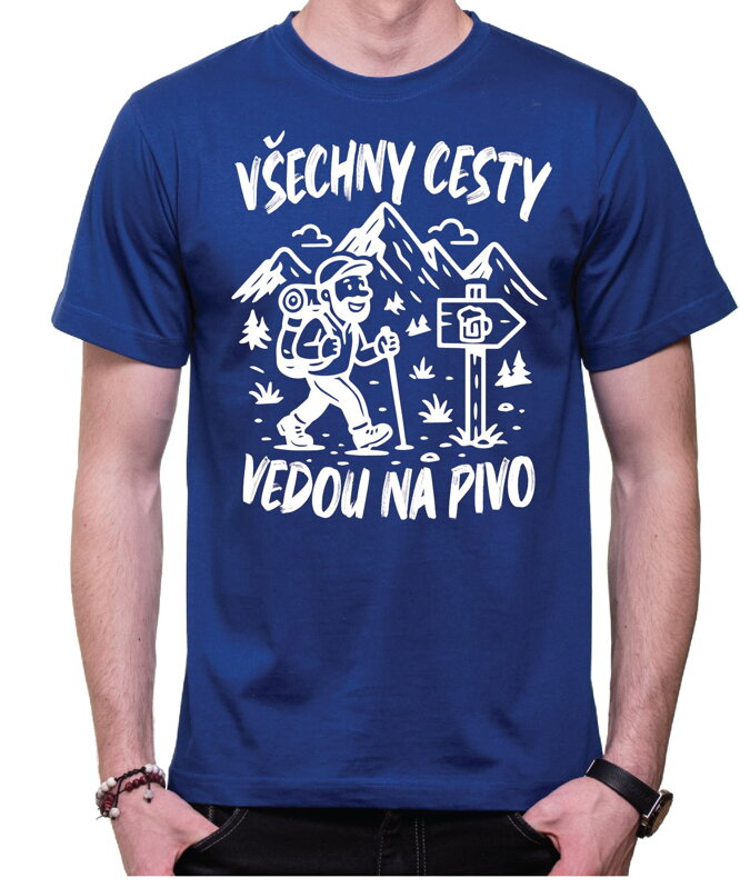 Turistické, pivní tričko - Všechny cesty vedou na pivo
