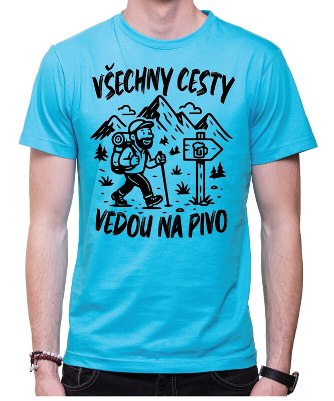 Turistické, pivní tričko - Všechny cesty vedou na pivo