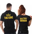 Partnerské trička - Pánské The King + Dámské His queen (dámské + pánské tričko)