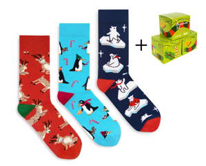Sada 3ks ponožek - Christmas set + box zdarma