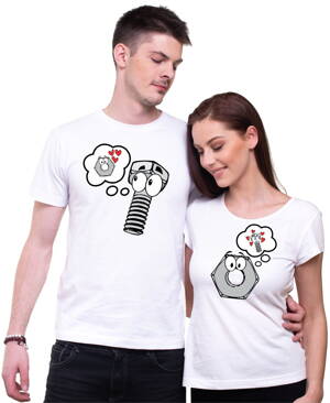 Partnerská trička - Šroub a matka (dámske+pánske tričko)